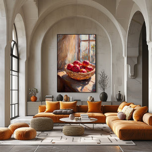 Apples in Basket by Sunlit Window – Impressionist  Poster