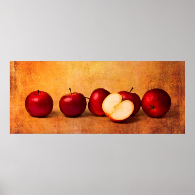 Apples In Red Panorama Poster (Front)