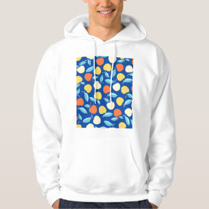 Apples leaves, blue background, seamless pattern. hoodie
