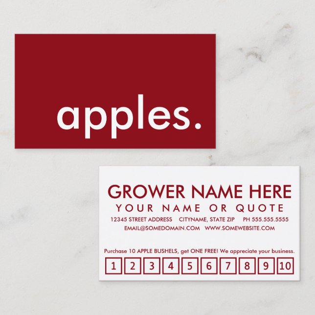 apples. loyalty punch card (Front/Back)