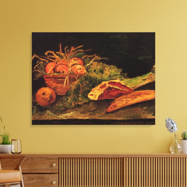Apples, Meat and a Roll by Vincent van Gogh Canvas Print (Insitu(LivingRoom))