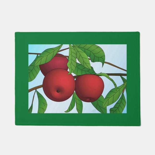 Apples on a Branch Print With Border Doormat (Front)