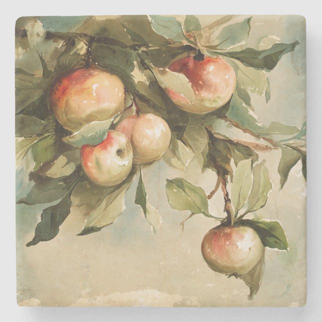 Apples on a Branch Stone Coaster (Front)