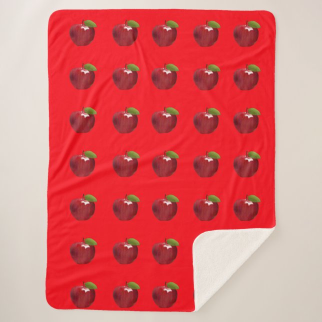 Apples on Red Sherpa Blanket (Front)