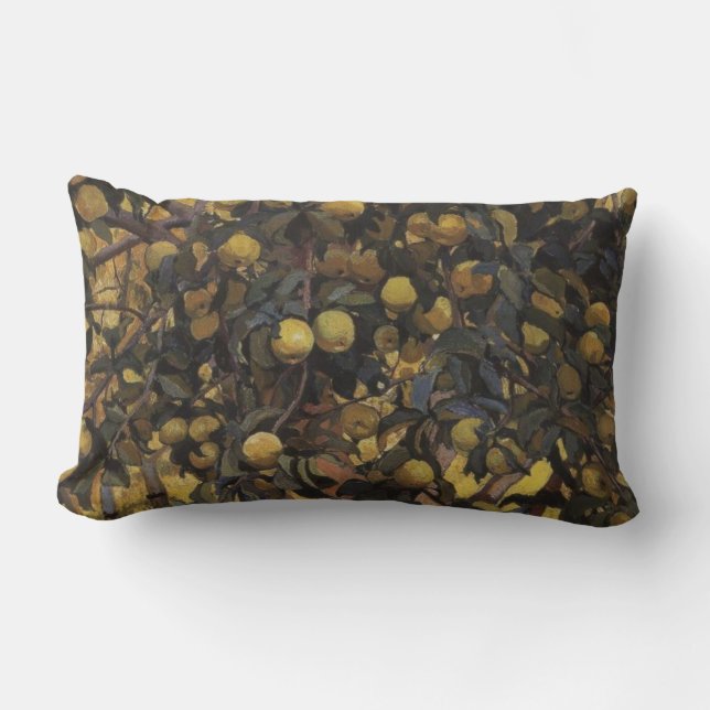 Apples on the Branches of Trees (by Serebriakova) Lumbar Cushion (Front)