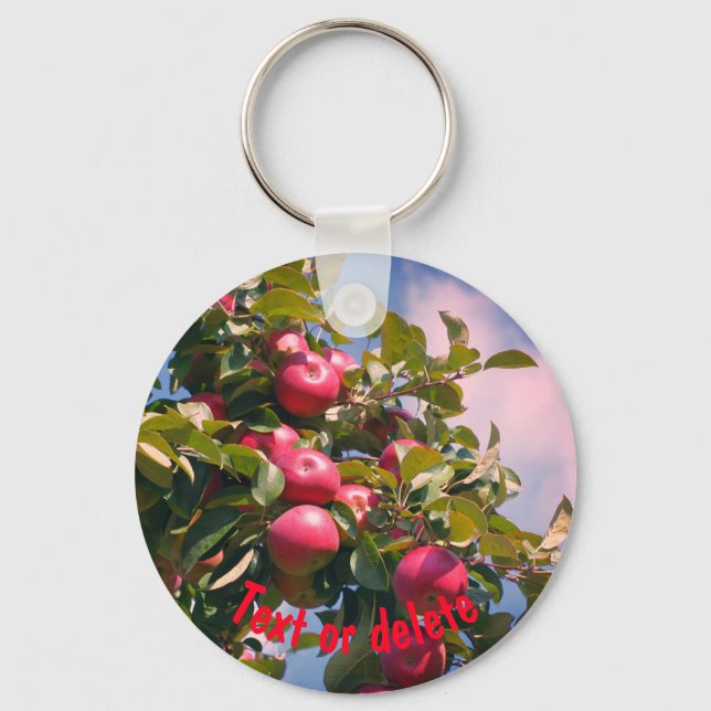 Apples On Tree Nature Personalised Key Ring (Front)