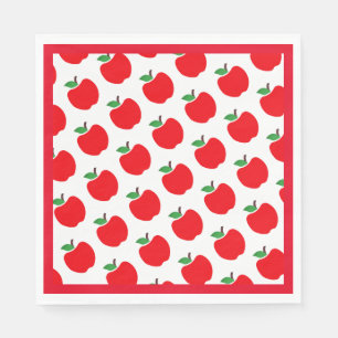 Apples Pattern Red Border Napkin