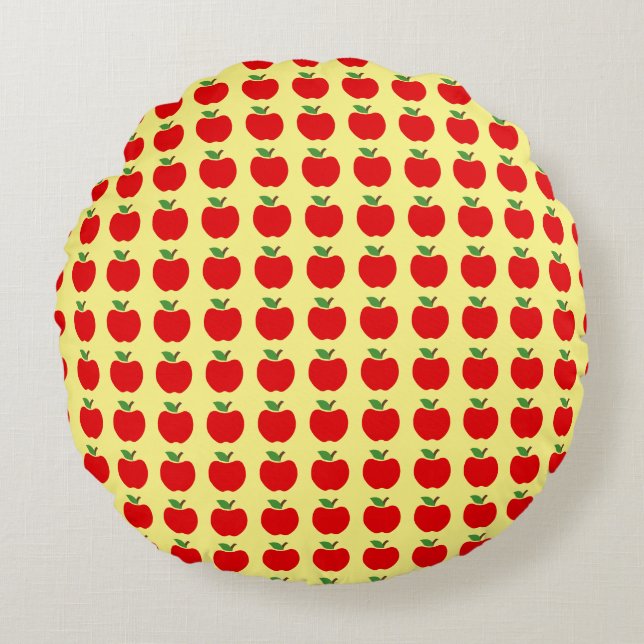 Apples Pattern Yellow Red Green Round Cushion (Front)