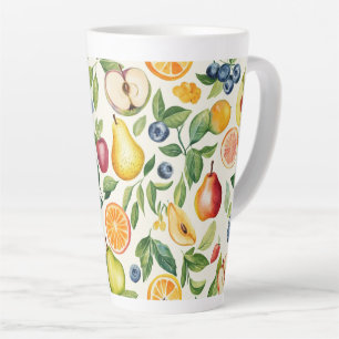 Apples Pears Blueberries Oranges Fruits Latte Mug