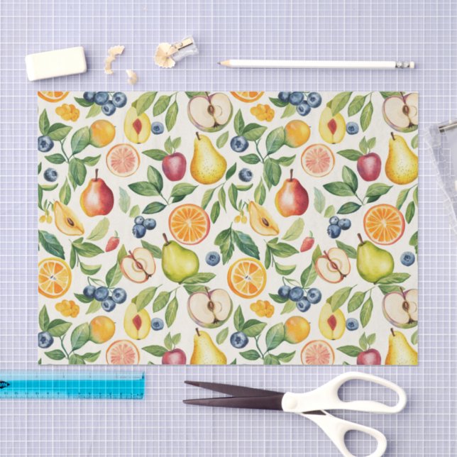 Apples Pears Blueberries Oranges Fruits Tissue Paper (Craft)