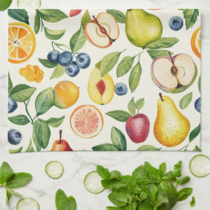 Apples Pears Blueberries Oranges Lemon Lime Fruits Tea Towel