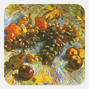 Apples Pears Lemons & Grapes Van Gogh Fine Art Square Sticker