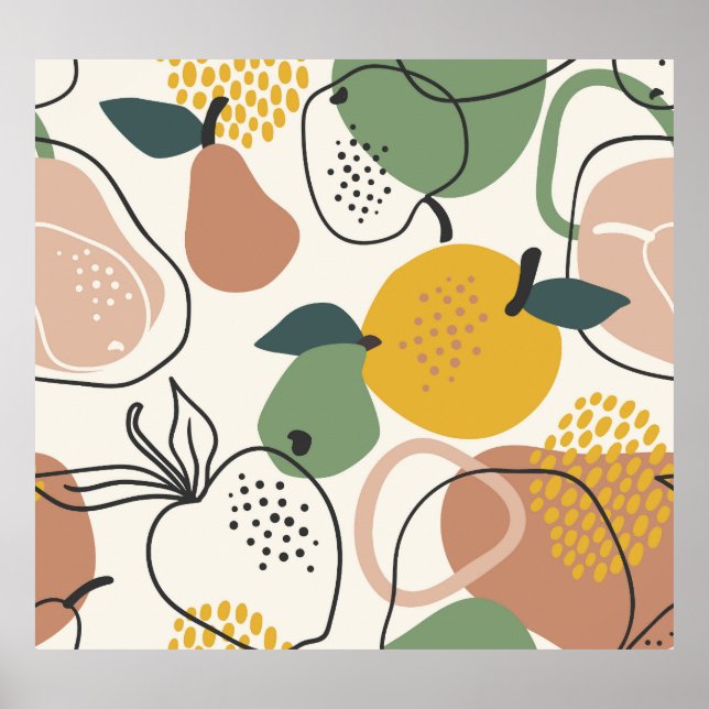 Apples Pears: Vintage Hand-Drawn Pattern. Poster (Front)