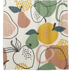 Apples Pears: Vintage Hand-Drawn Pattern. Shower Curtain