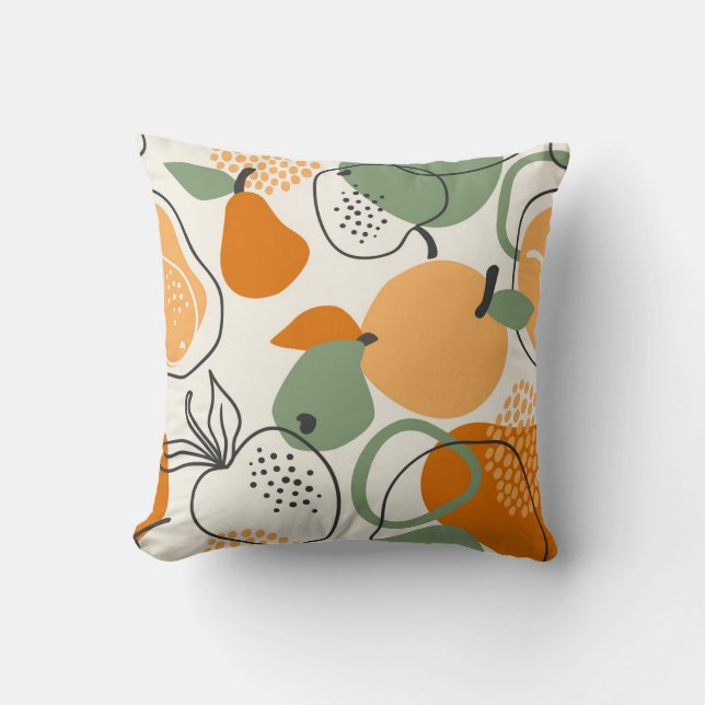 Apples, pears: vintage seamless pattern. cushion (Front)