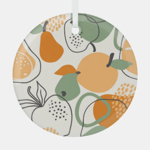 Apples, pears: vintage seamless pattern. glass tree decoration