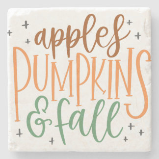 APPLES PUMPKINS and FALL Stone Coaster