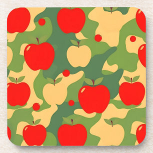 Apples Red Green Camo Coaster Set