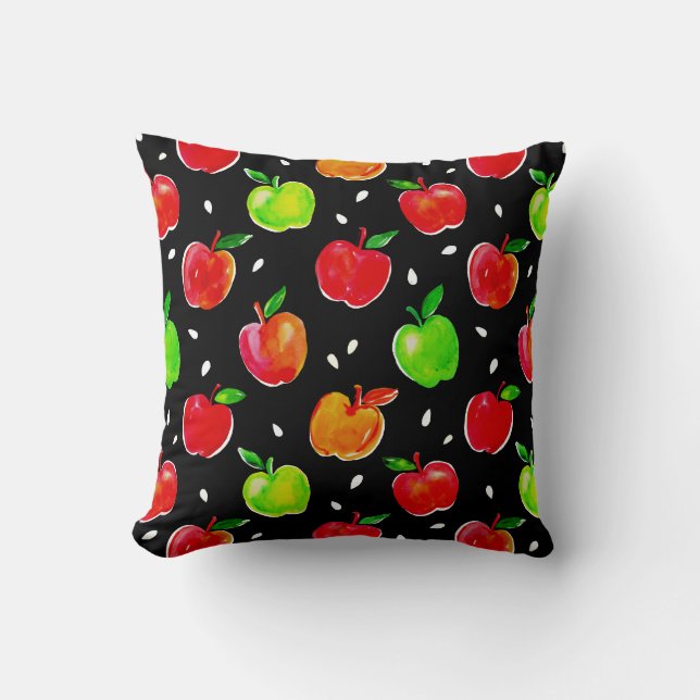 Apples Watercolor Pattern Cushion (Front)