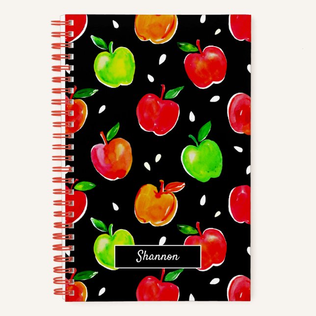 Apples Watercolor Pattern Notebook (Front)