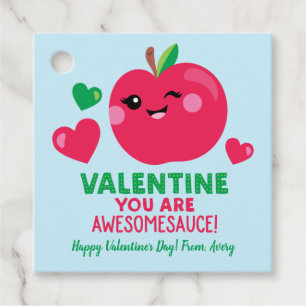 Applesauce Valentine's Day Card Gift Tags for Kids