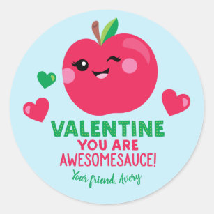 Applesauce Valentine's Day Stickers for Kids