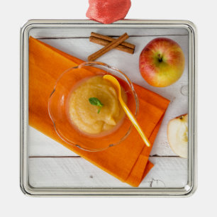 Applesauce with cinnamon and orange spoon metal tree decoration