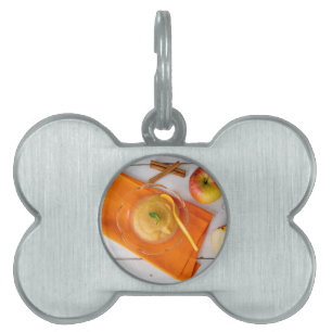 Applesauce with cinnamon and orange spoon pet ID tag