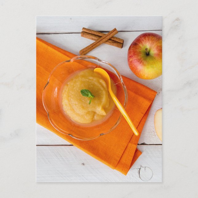 Applesauce with cinnamon and orange spoon postcard (Front)