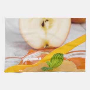Applesauce with cinnamon and orange spoon tea towel