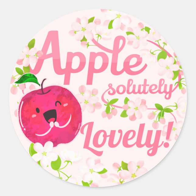Applesolutely Lovely - Apple Pun Classic Round Sticker (Front)