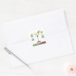 Appletini aka Apple Martini Cocktail Recipe Art Square Sticker