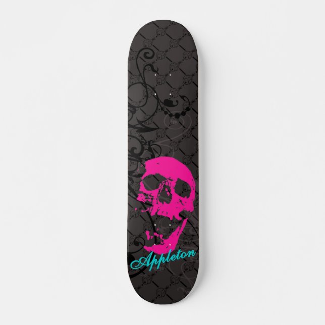Appleton pink skull skateboard (Front)