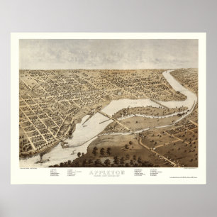 Appleton, WI Panoramic Map - 1867 Poster
