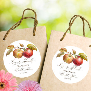 Appley ever after apple fall bridal shower favour classic round sticker