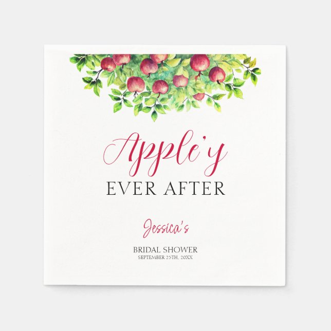 Appley Ever After Apple Fall Bridal Shower  Napkin (Front)