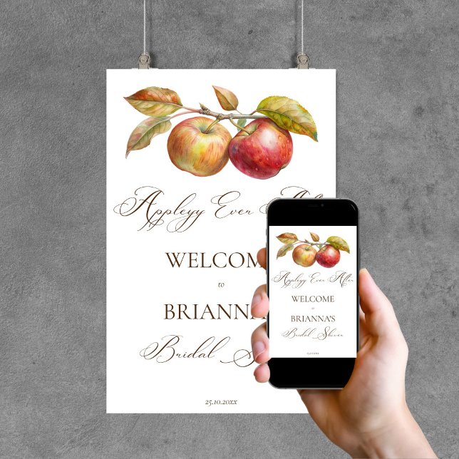 Appley ever after apple fall bridal shower welcome poster (Appley ever after apple fall bridal shower welcome sign poster editable template instant download)