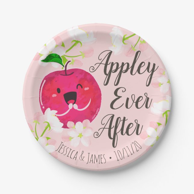 Appley Ever After - Apple Pun Paper Plate (Front)
