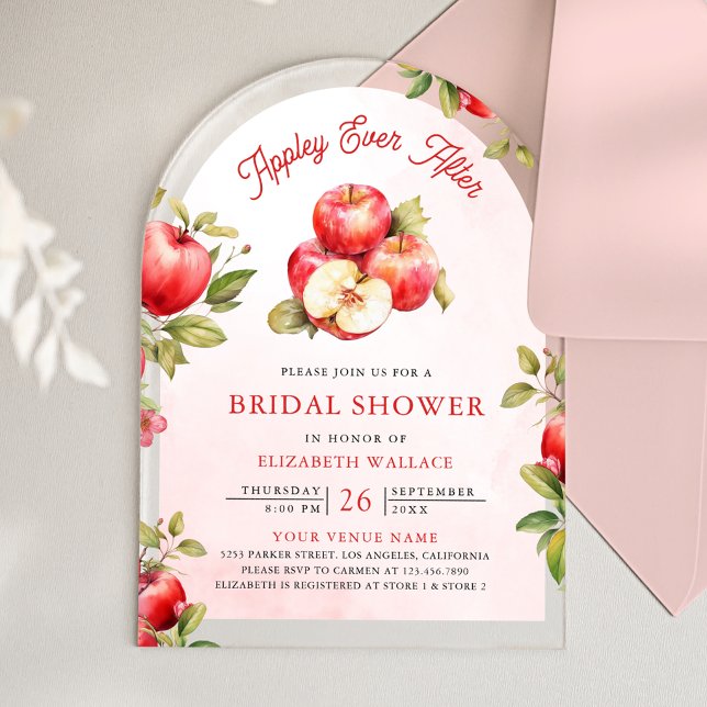 Appley Ever After Arch Apple Bridal Shower Acrylic Invitations (Creator Uploaded)