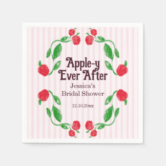 Appley Ever After Art Nouveau Pink Bridal Shower Napkin