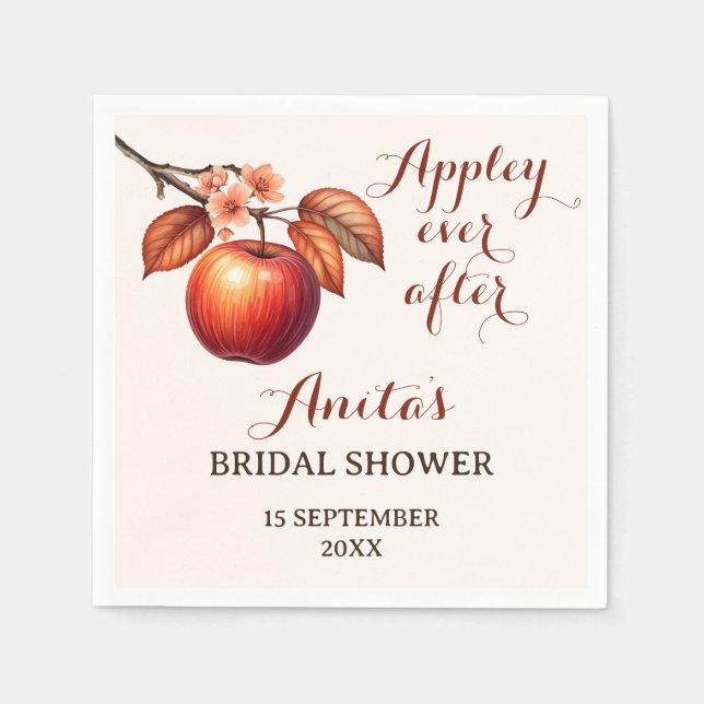 Appley Ever After Fall Bridal Shower Napkin (Front)