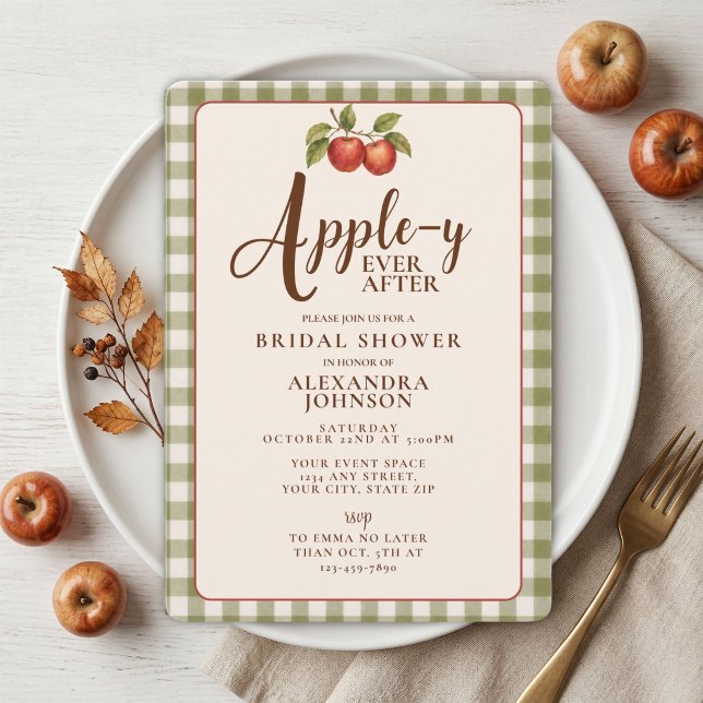 Appley Ever After Fall Gingham Bridal Shower Invitation (Creator Uploaded)