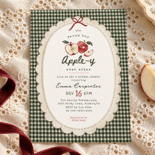 Appley Ever After vintage gingham bridal shower Invitation