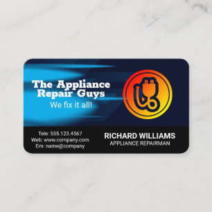 Appliance Plug Logo   Repairman Business Card
