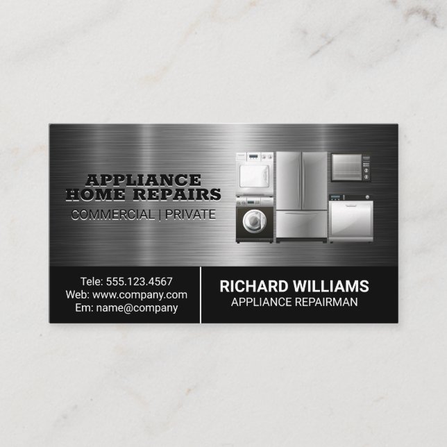 Appliance Repair Fixing Services Business Card (Front)