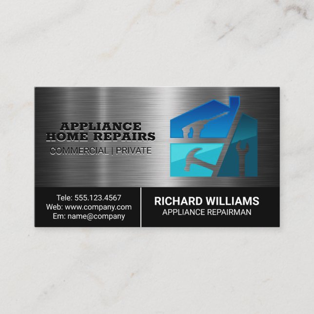 Appliance Repair Fixing Services | Hand Tools Business Card (Front)