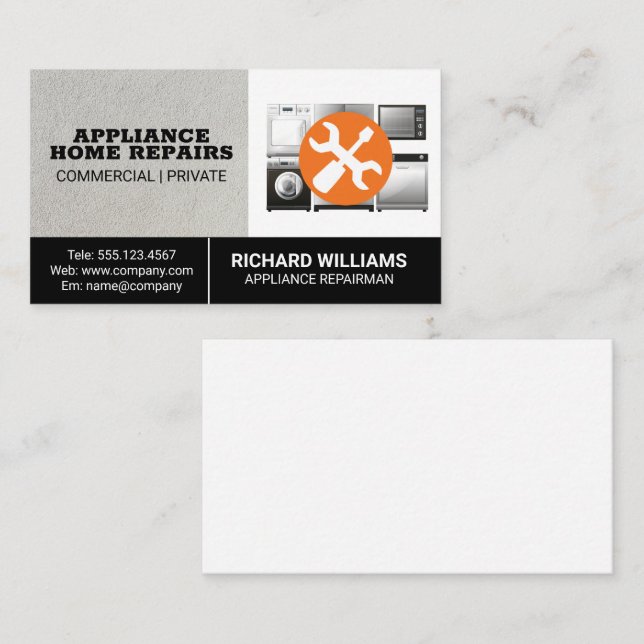 Appliance Repair | Fixing Tools Hardware Business Card (Front/Back)