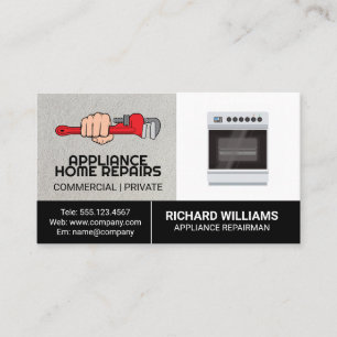 Appliance Repair Home Services   Hand Wrench Logo Business Card