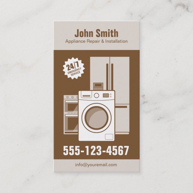 Appliance Repair, Service and Installation Business Card (Front)