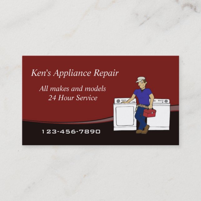 Appliance Repairman business card (Front)